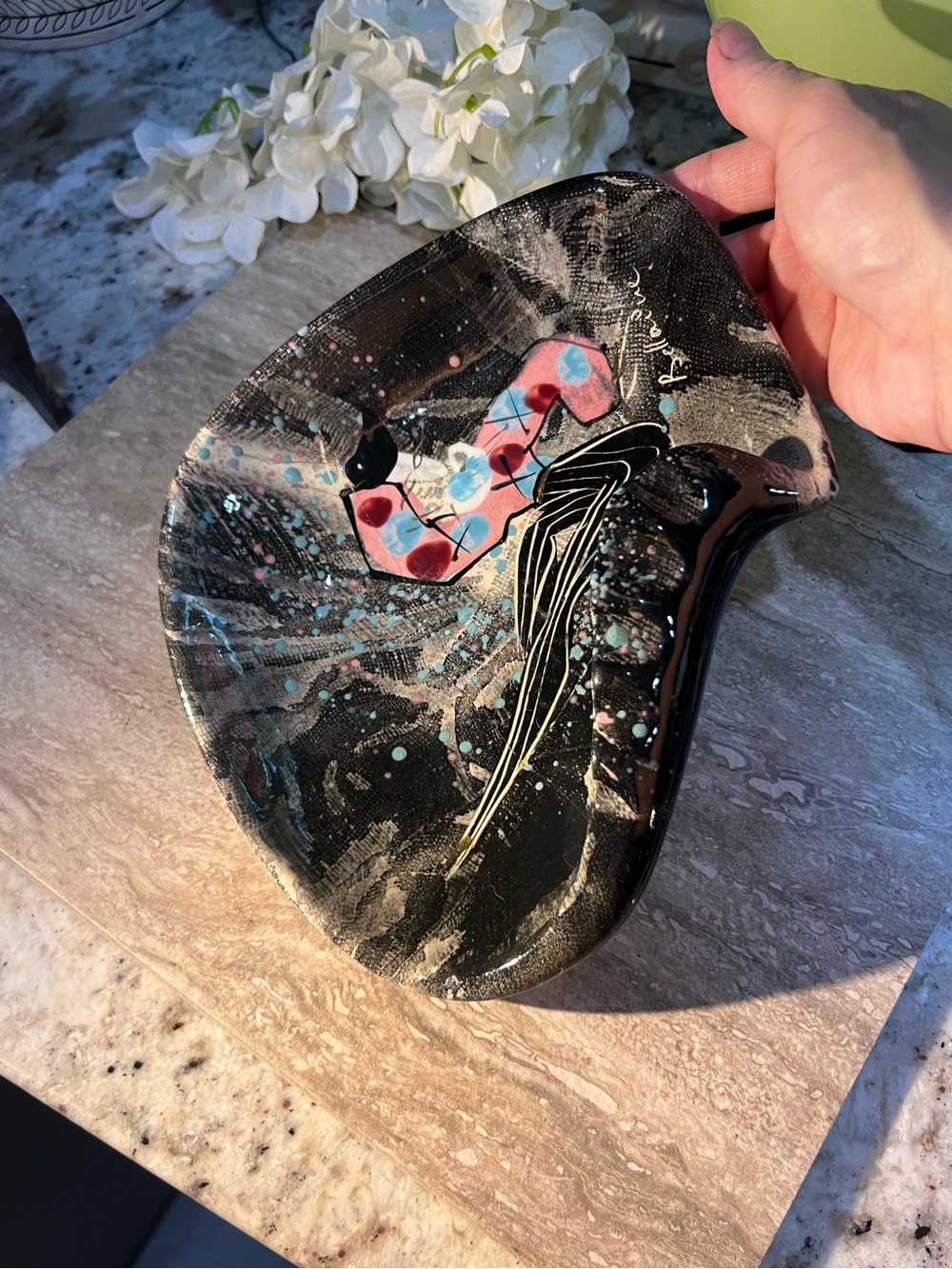 Handpainted Vintage Marc Bellaire Ashtray Repaired